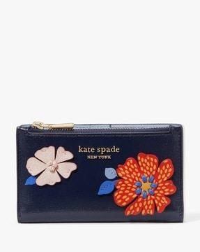 dottie bloom flower applique small slim bi-fold wallet