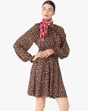 dotty leopard spin a-line dress