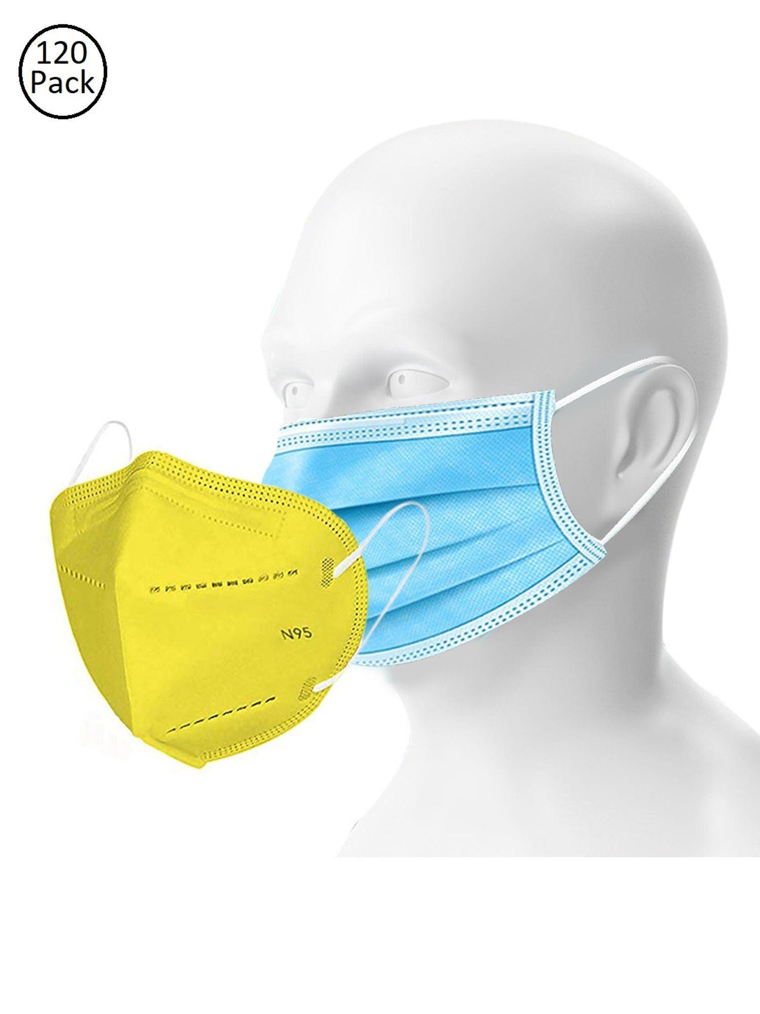 double mask set of 100 disposable & 20 reusable kn95 n95 masks