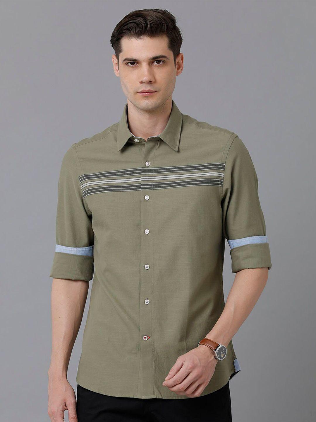 double two india slim striped slim fit cotton casual shirt