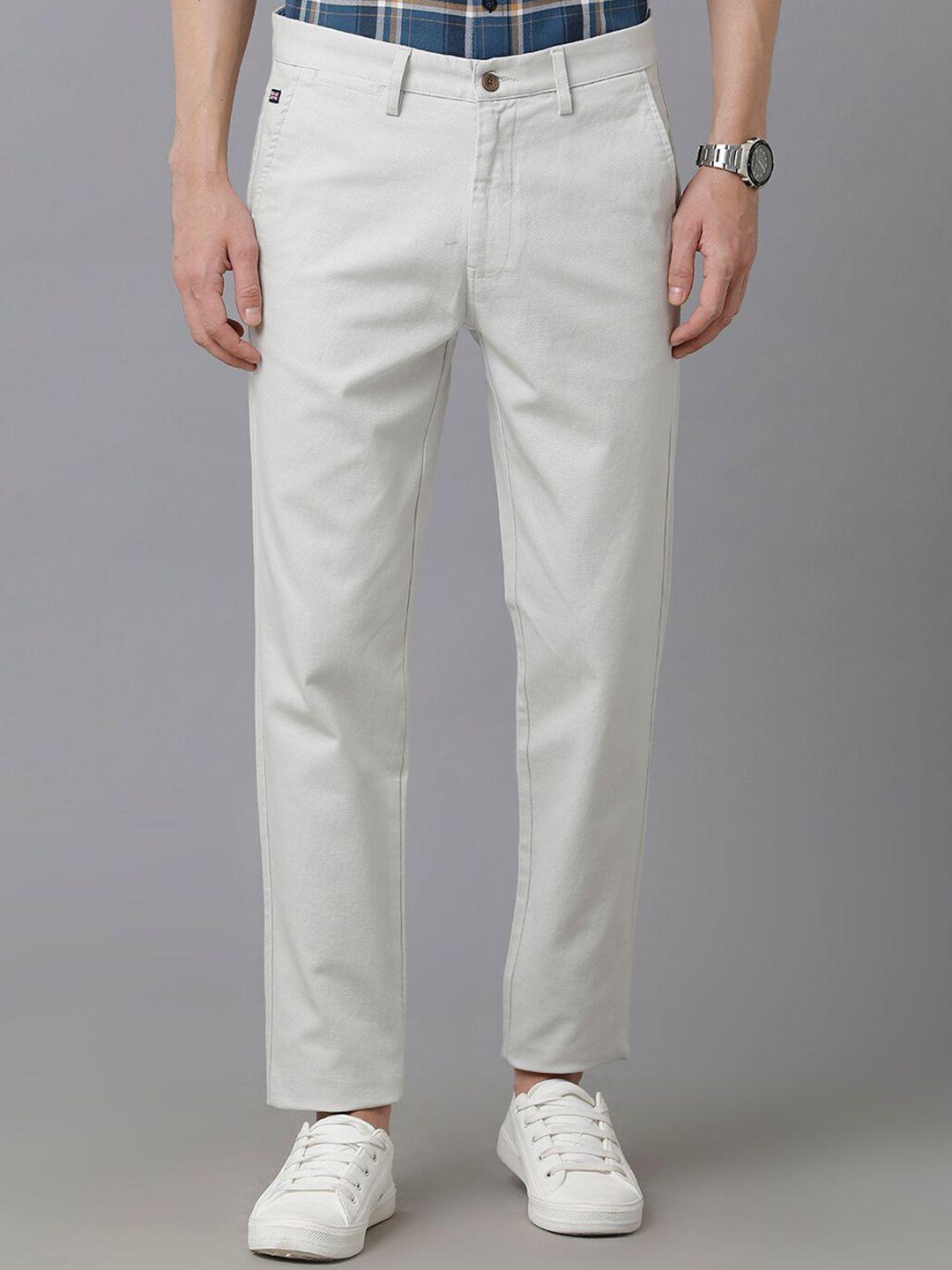 double two men cotton smart slim fit trousers