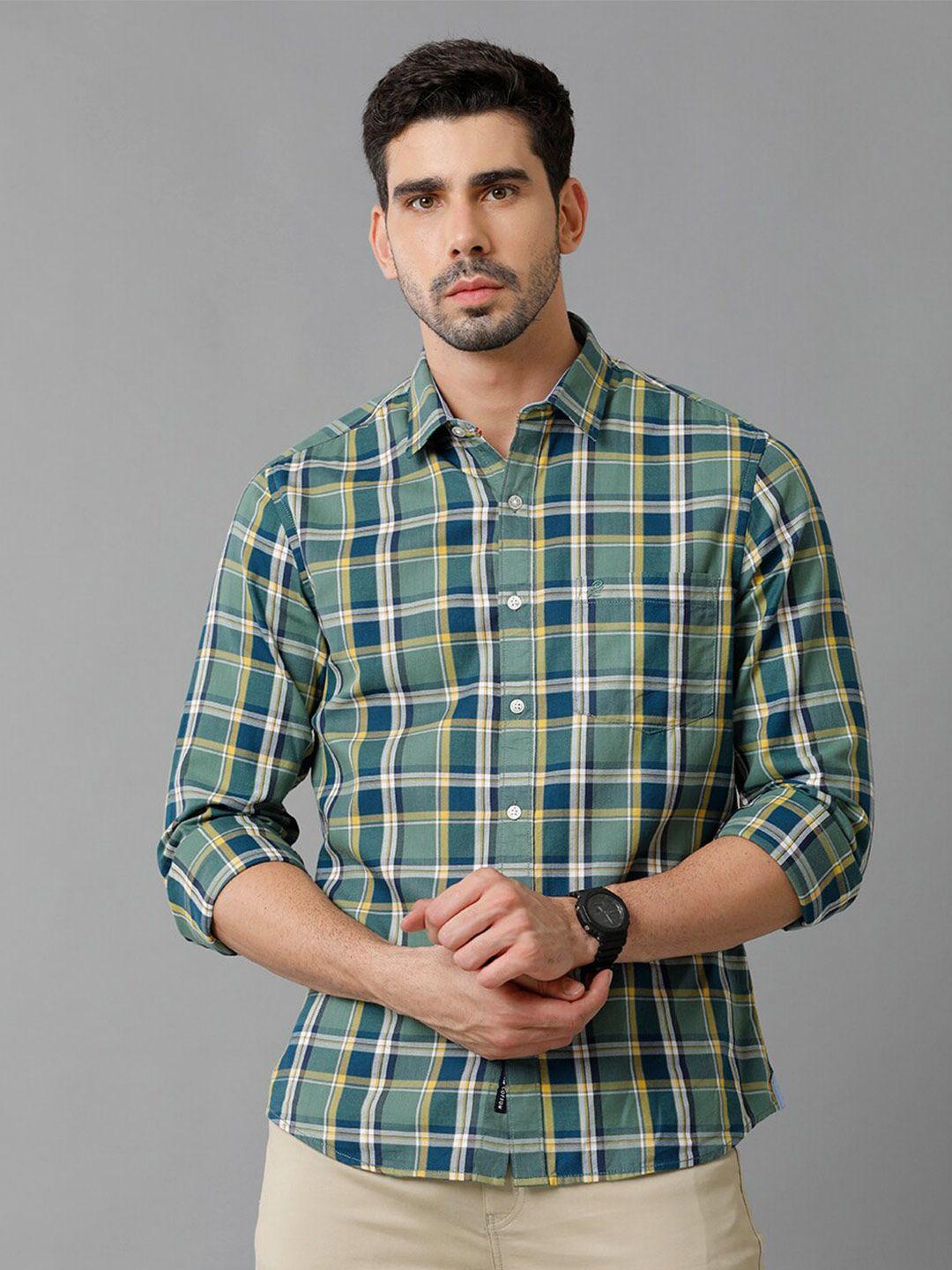 double two slim fit tartan checked cotton casual shirt