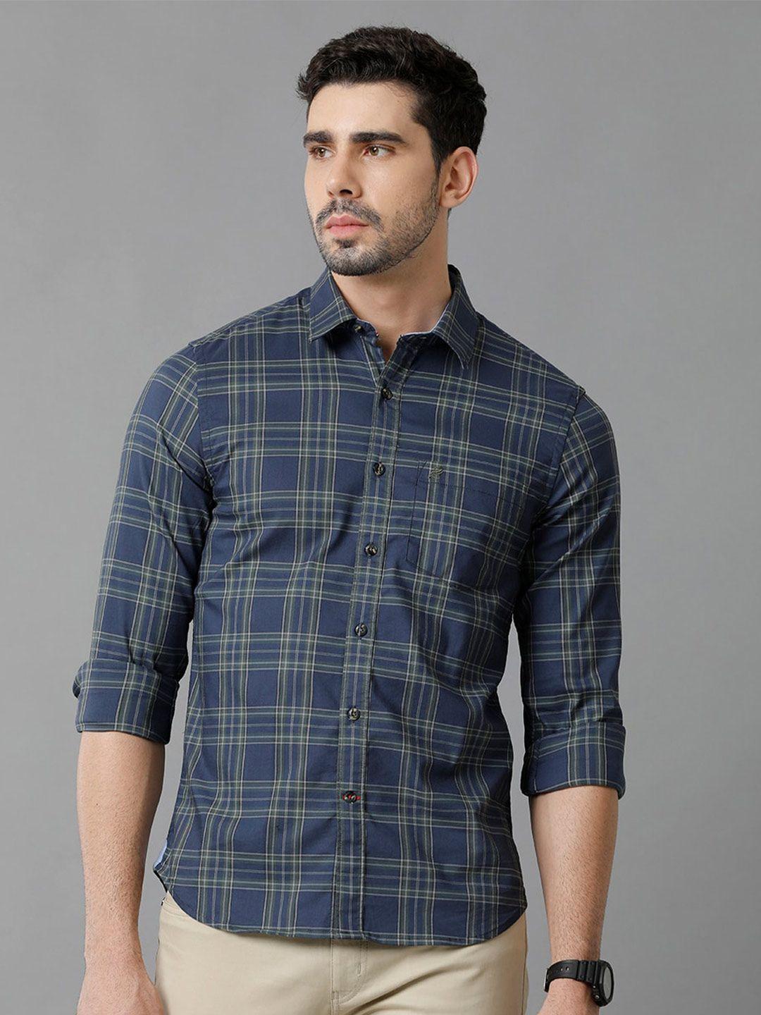 double two slim fit tartan checked cotton casual shirt