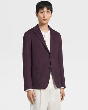 double-breasted blazer with patch pockets