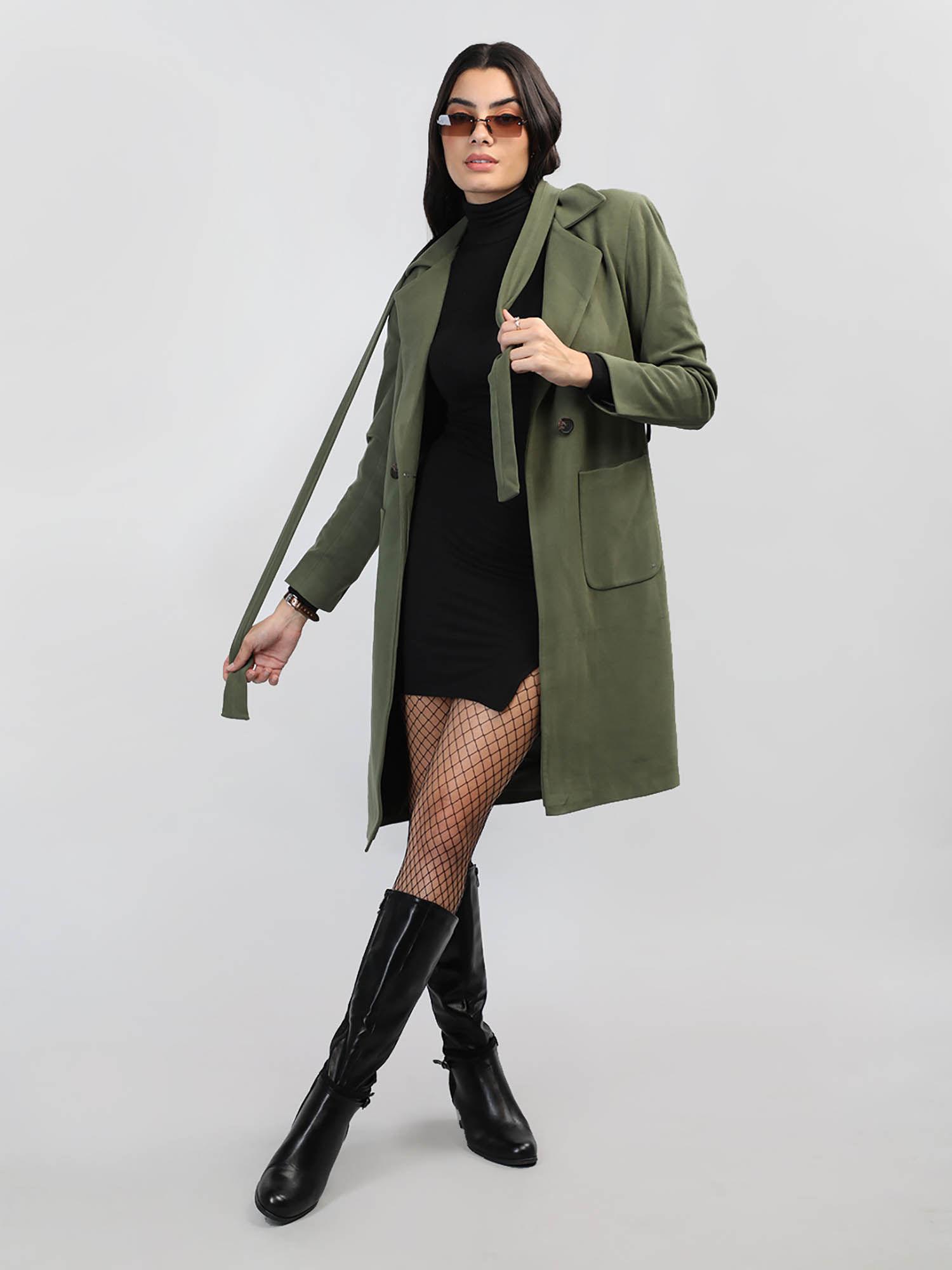 double breasted woolen trench coat with belt (set of 2)