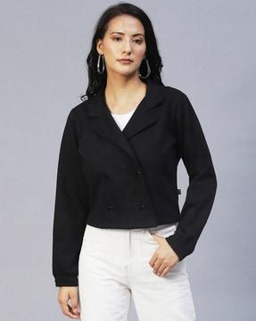 double-breasted zip-front biker jacket