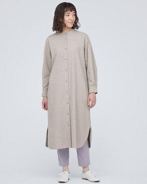 double-brushed flannel stand collar dress