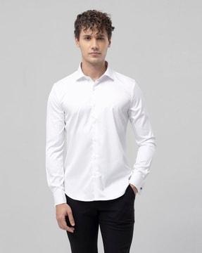 double cuff slim fit cotton shirt