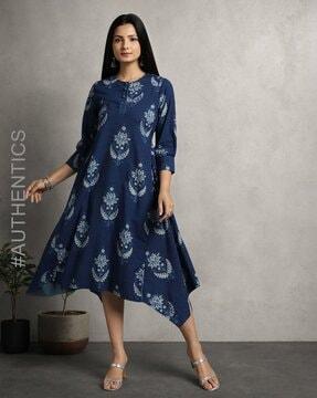 double dabu print cotton shift dress