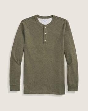 double-knit cotton henley t-shirt