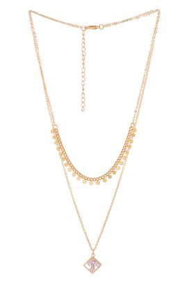 double layered gold chains with rhinestone minimalist pendant: chic & trendy