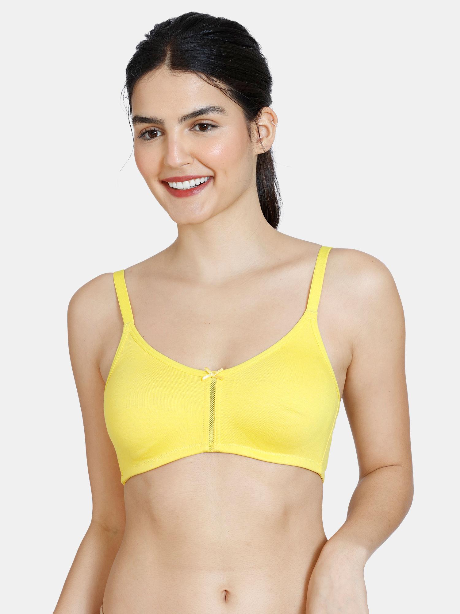 double layered non wired 3/4th coverage bra - minion yellow