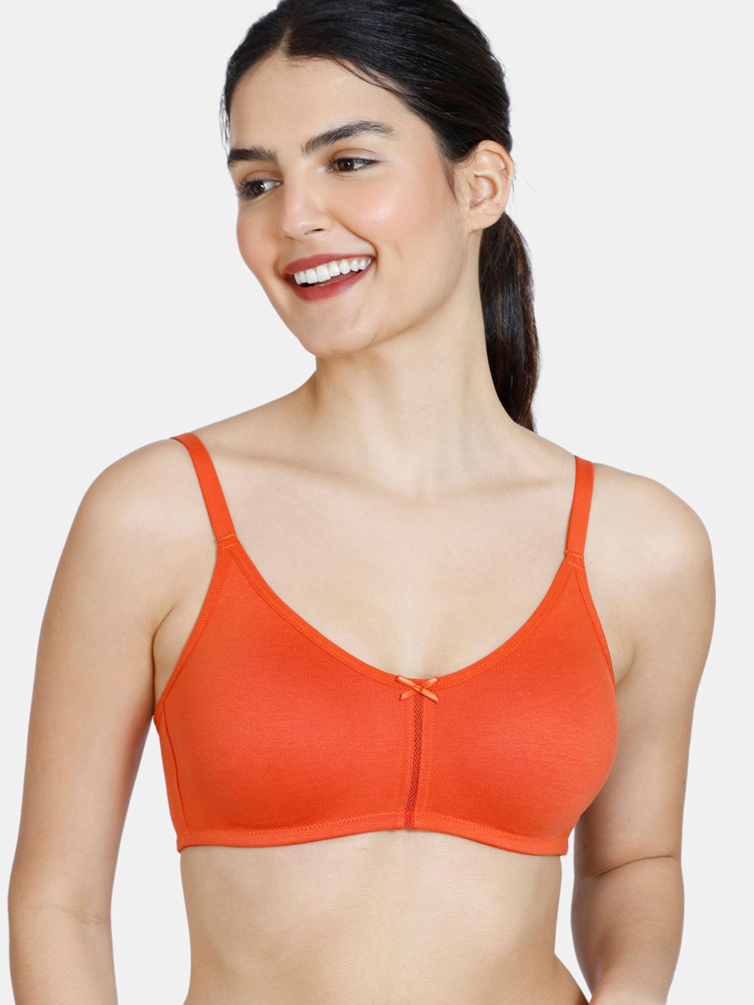 double layered non wired 3/4th coverage bra - summer fig