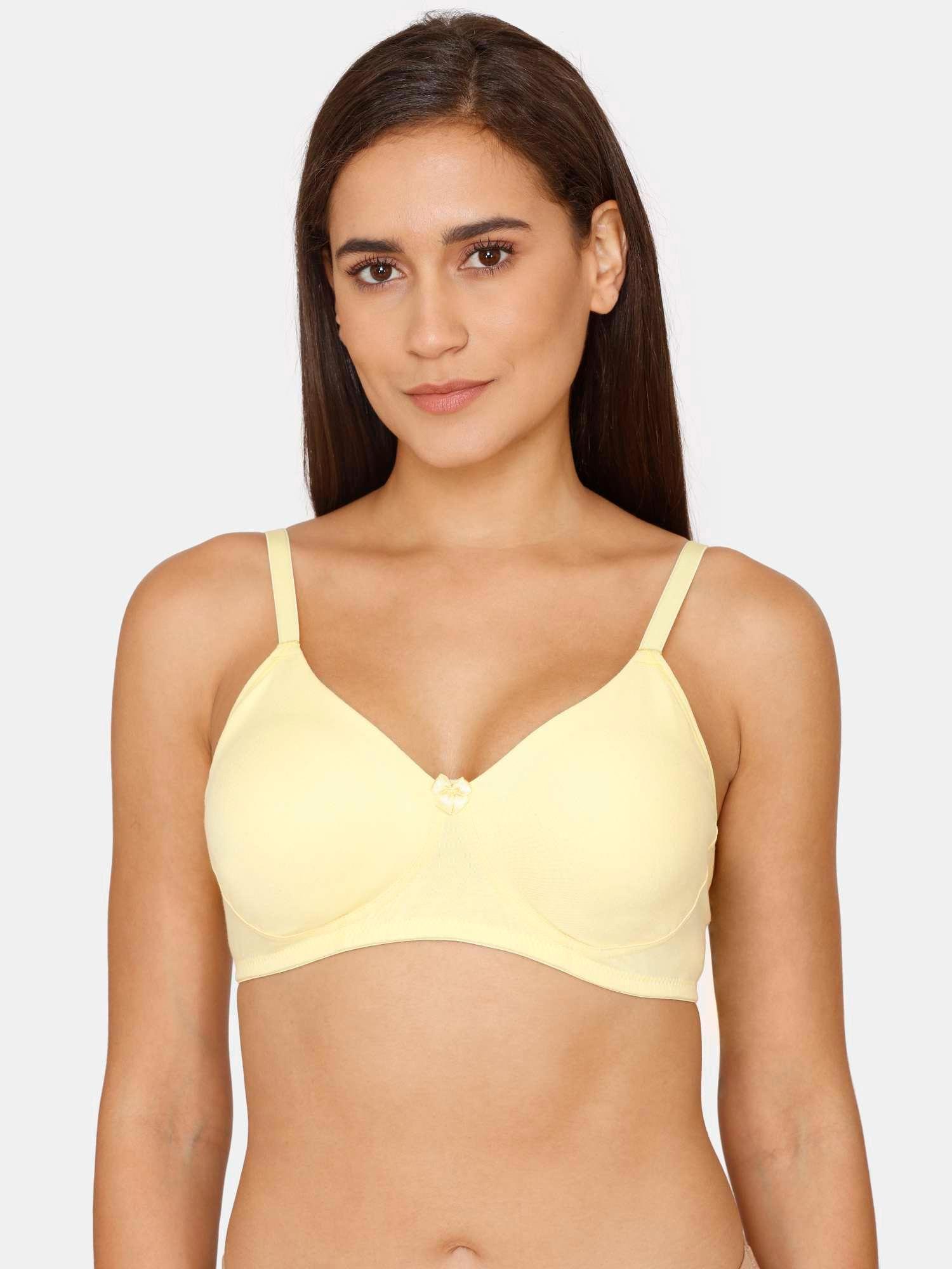 double layered non-wired 3-4th coverage t-shirt bra sunshine-yellow