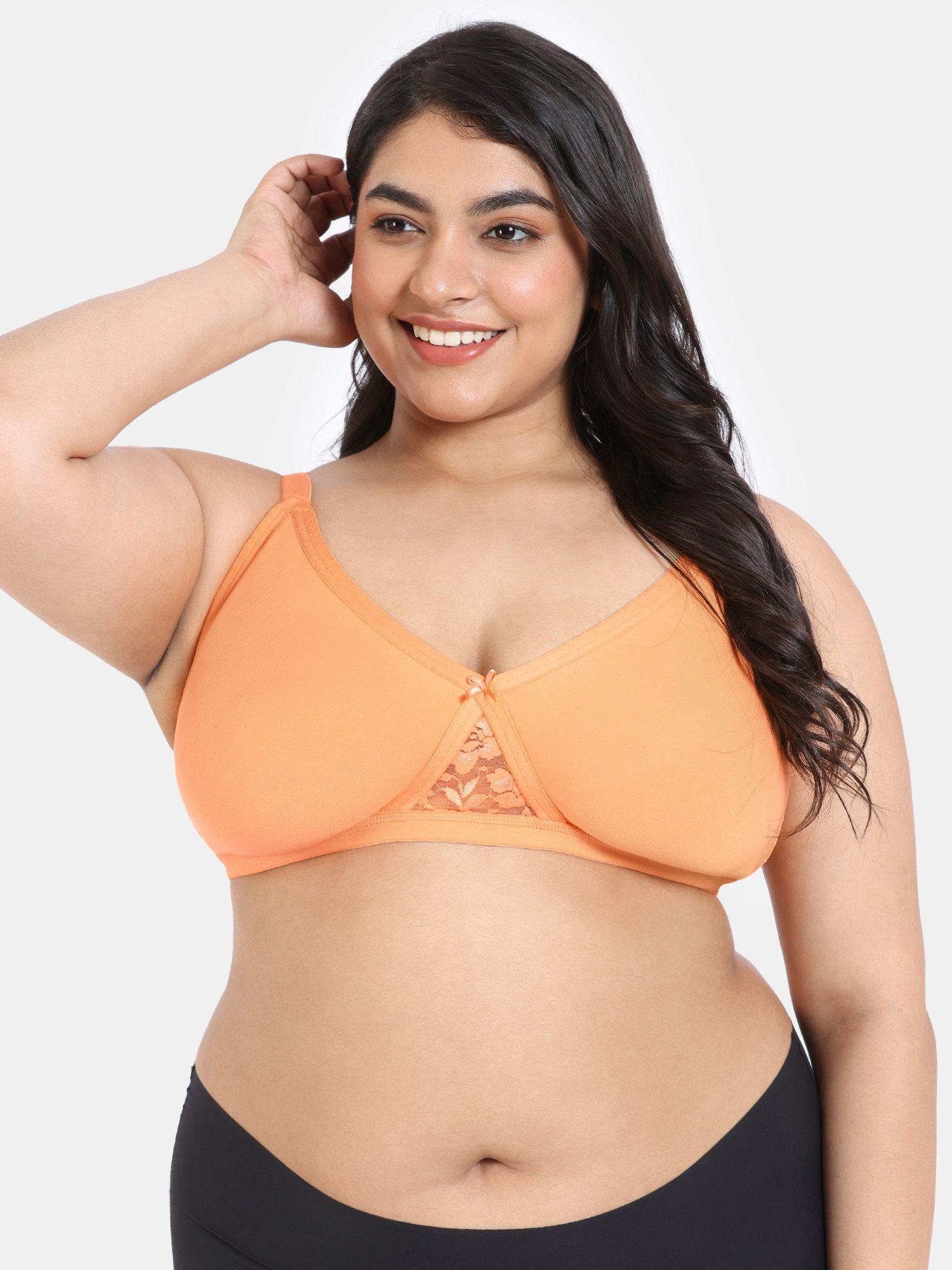 double layered non wired full coverage super support bra - mock orange