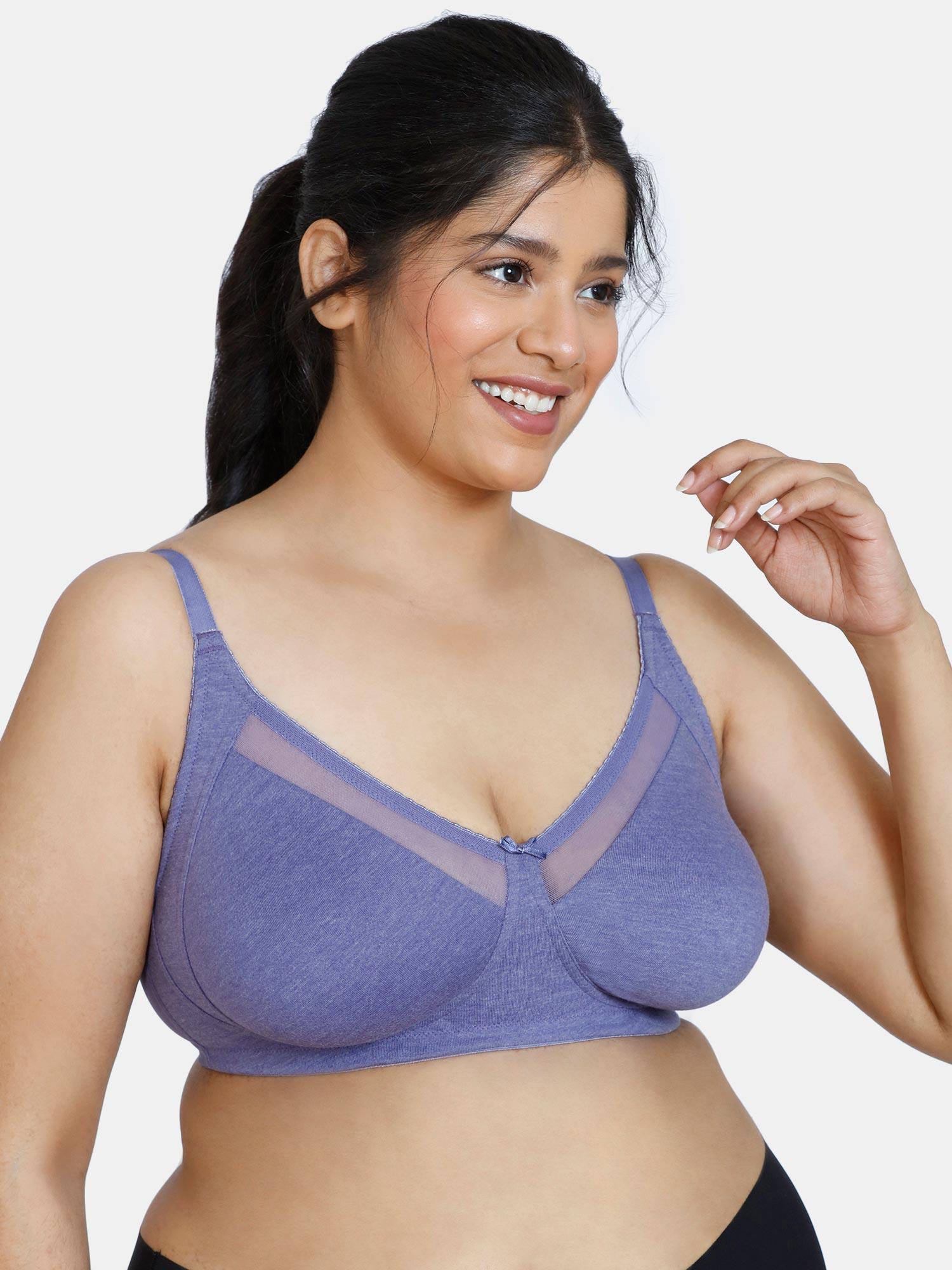 double layered non-wired full coverage super support bra - twilight purple