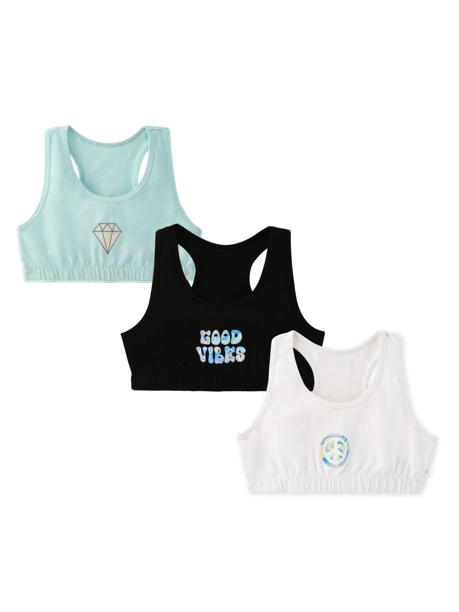 double layered racerback sports bra - retro vibes (pack of 3)