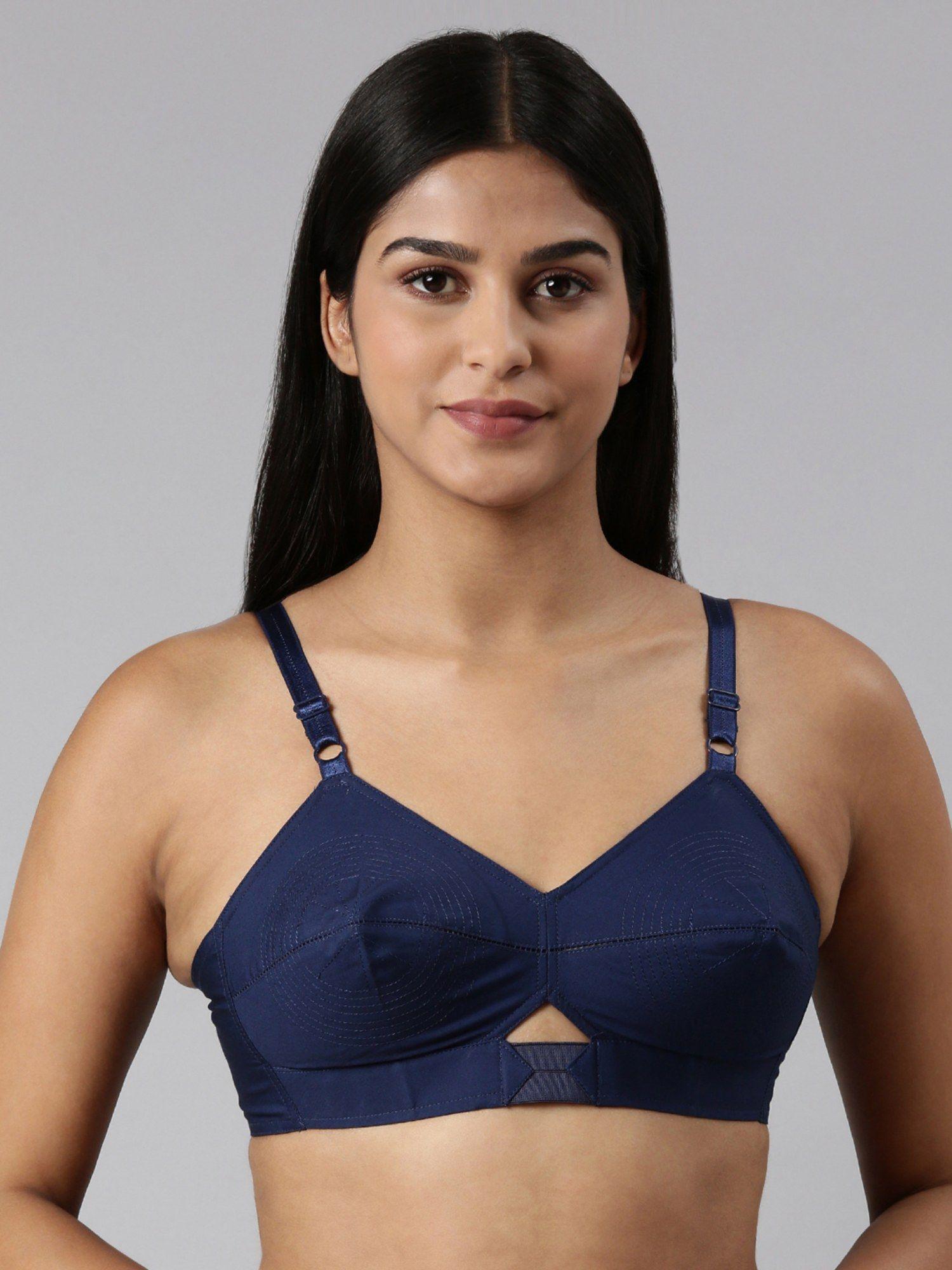 double layered round stitch bra authentic - blue