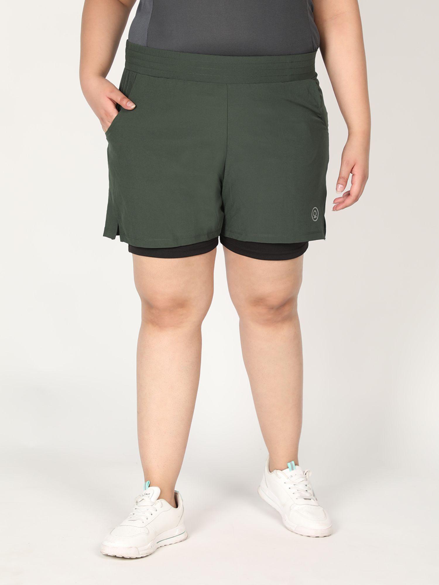 double layered shorts for women