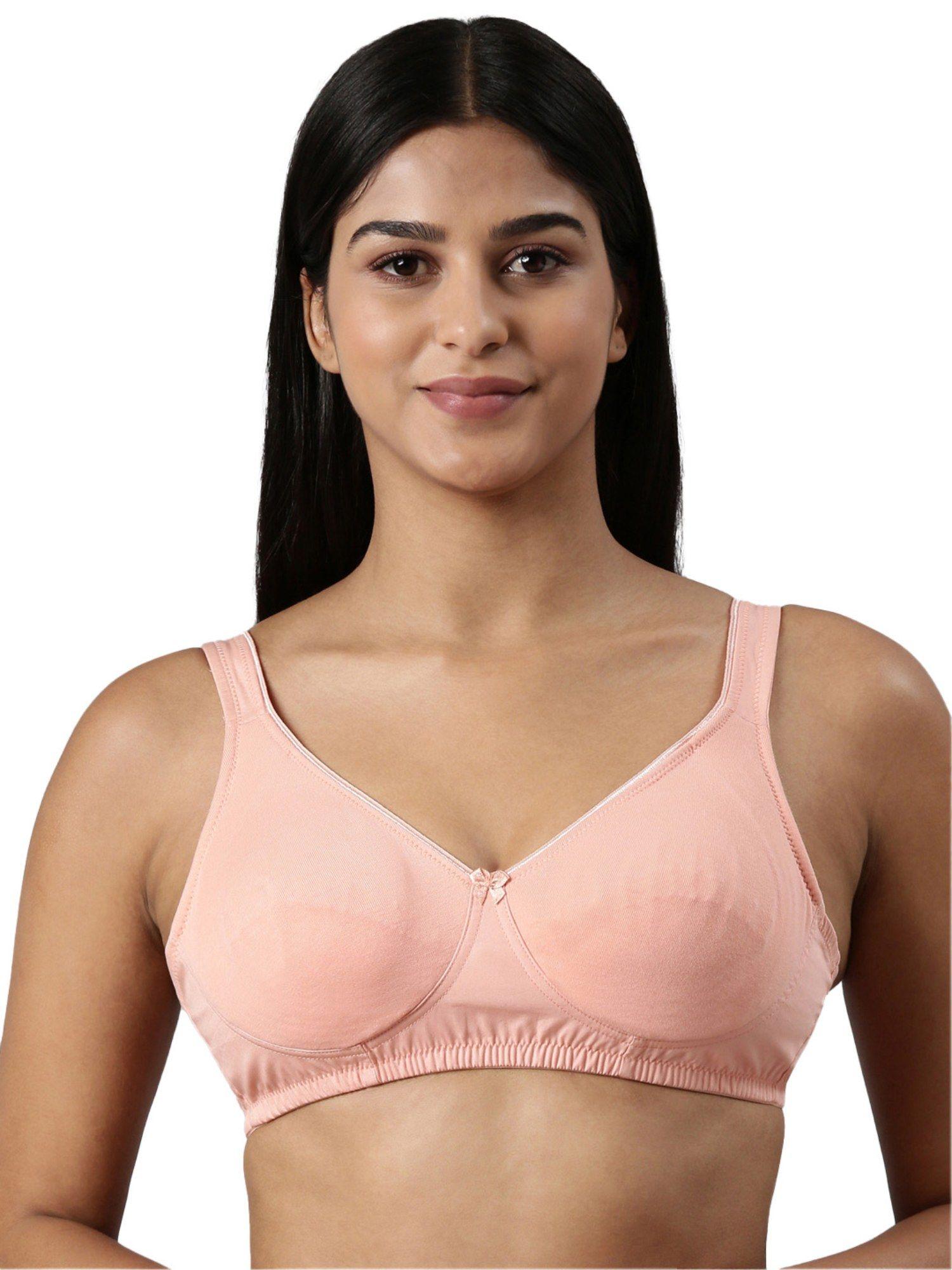 double layered wide strap bra circlet - peach