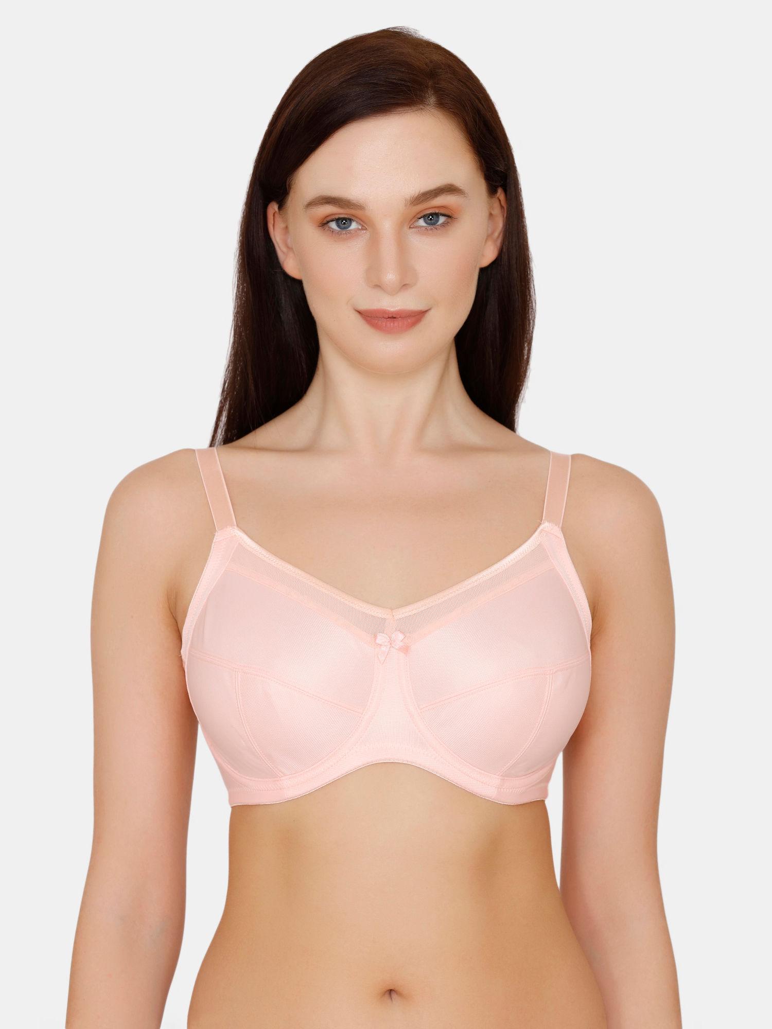 double layered wired full coverage supper support bra - impatience pink