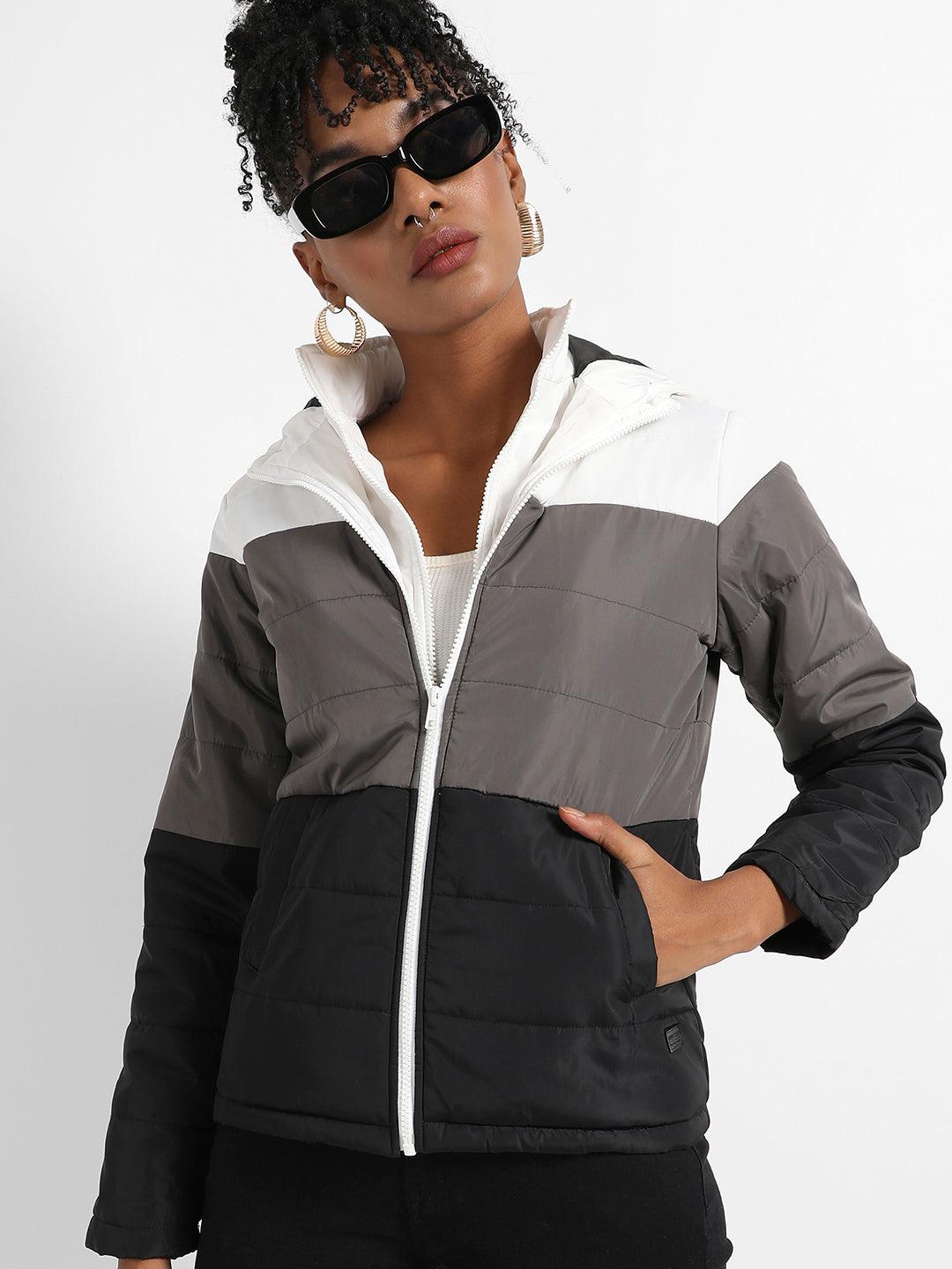 double-lined colourblock puffer jacket