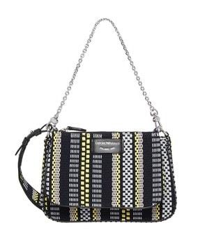 double mini shoulder bag in basketweave