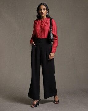 double-pleated flared pants