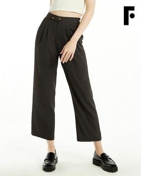 double-pleated straight fit pants