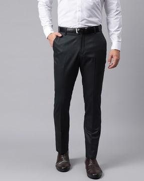 double-pleated straight-fit trousers