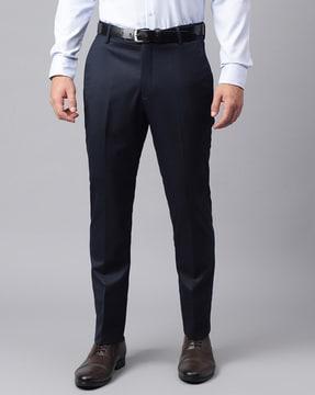 double-pleated straight-fit trousers