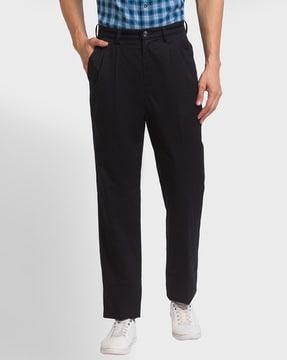 double-pleated trousers with insert pockets