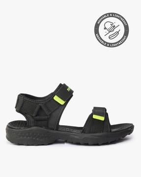 double-strap slip-on sandals with velcro closure