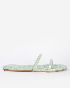 double-strap sandals with quilted footbed
