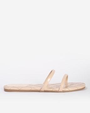 double-strap sandals with quilted footbed