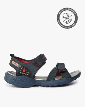 double-strap slip-on sandals with velcro closure