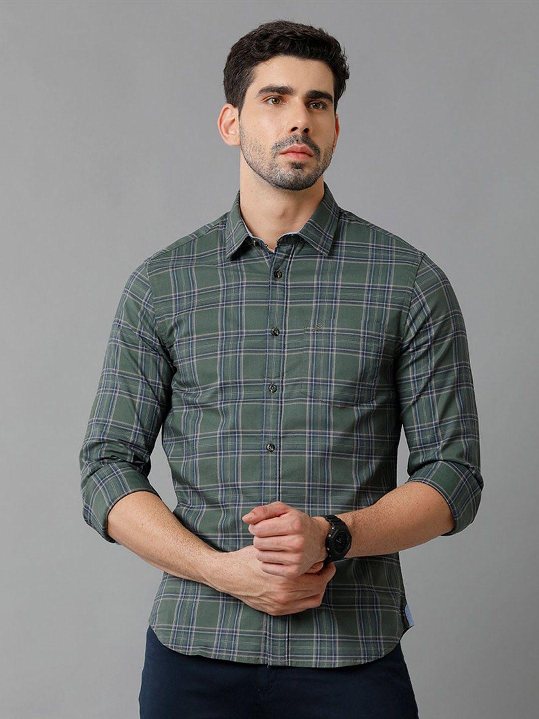double two india slim fit checked spread collar cotton casual shirt