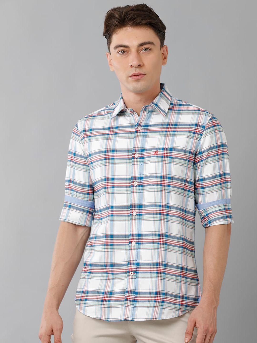 double two india slim fit tartan checked cotton casual shirt