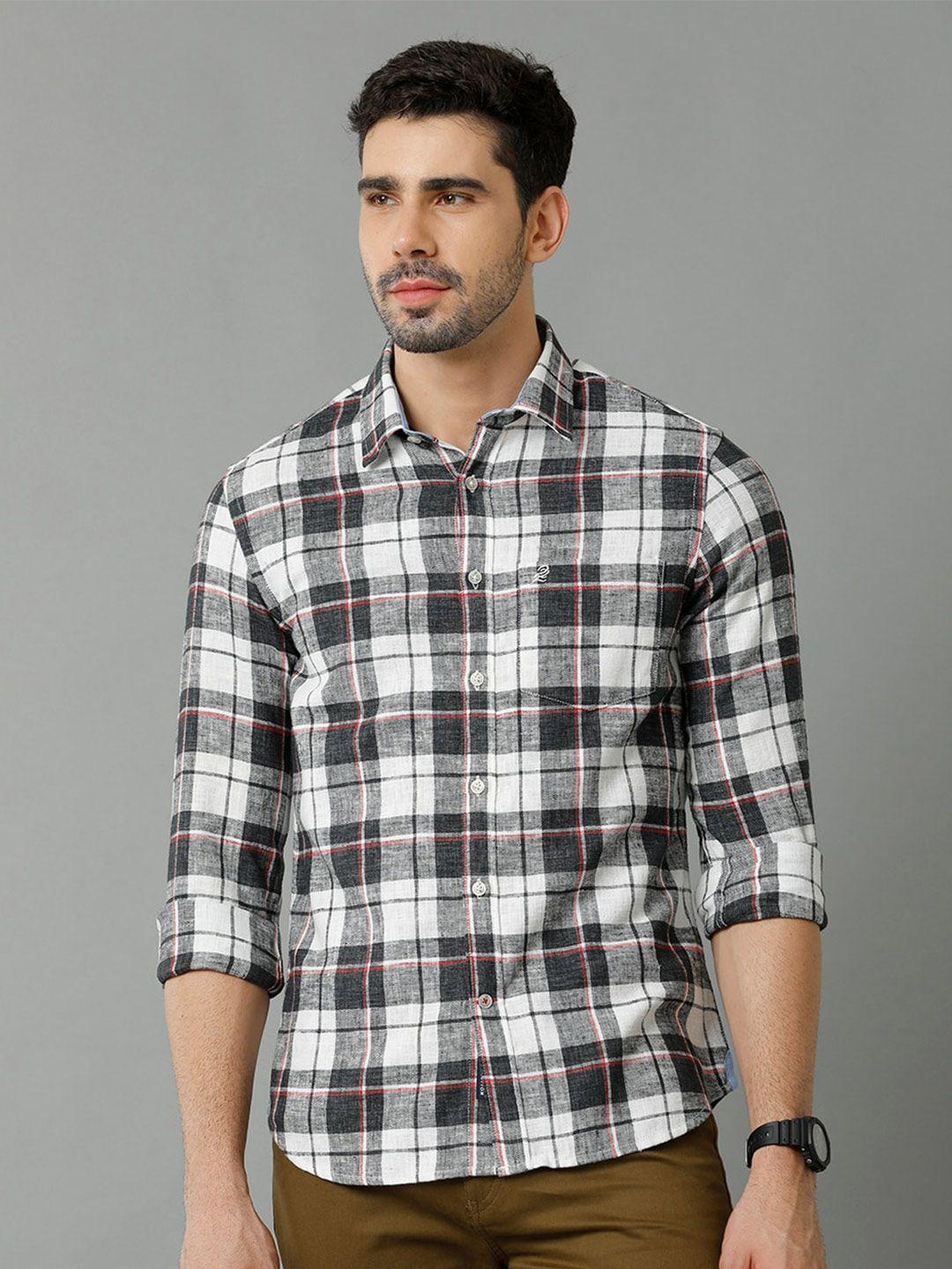 double two india slim fit tartan checks cotton casual shirt