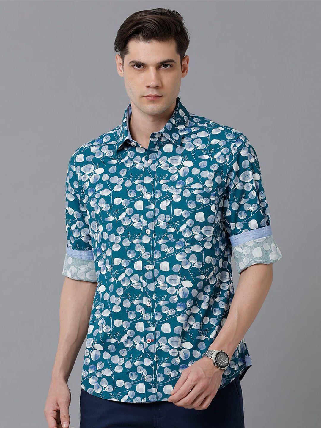 double two india slim floral printed cotton casual shirt