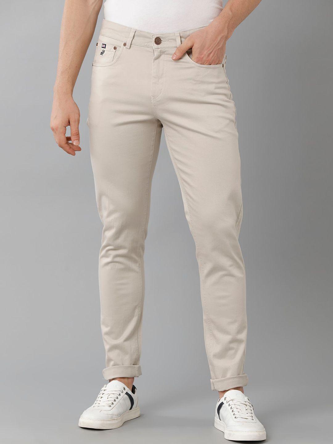 double two men mid-rise smart slim fit chinos trousers