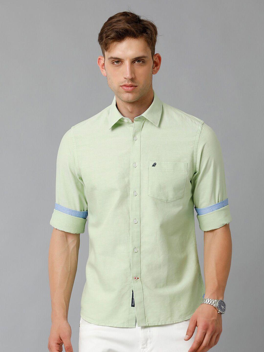 double two spread collar slim fit cotton casual shirt
