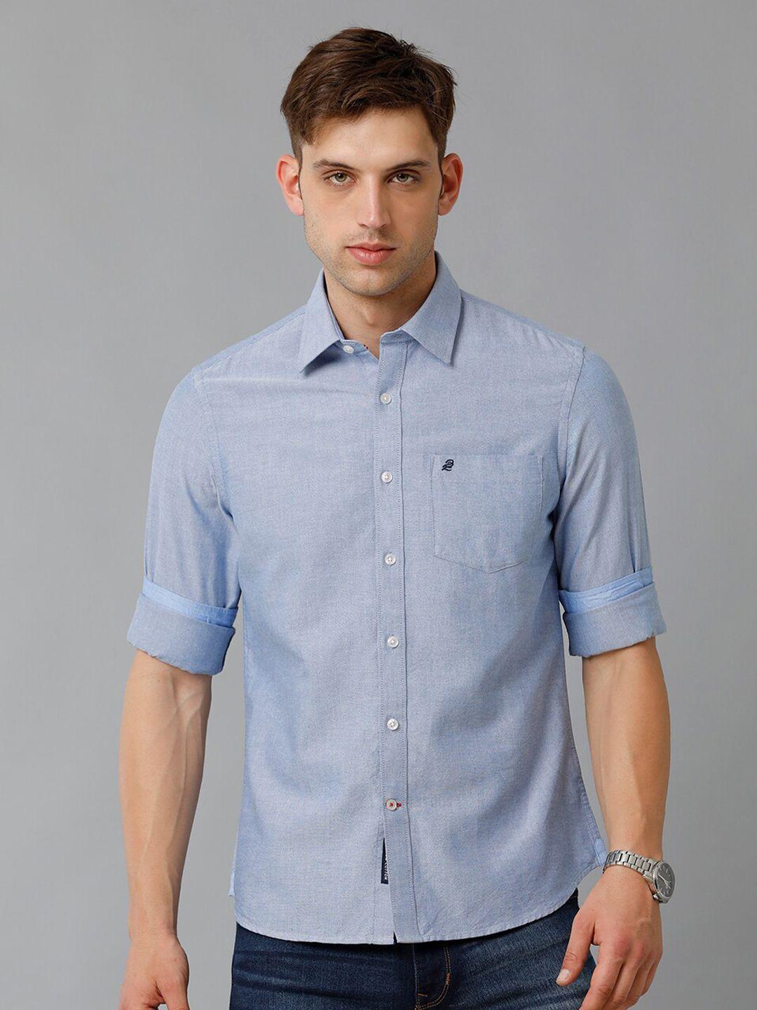 double two spread collar slim fit cotton casual shirt