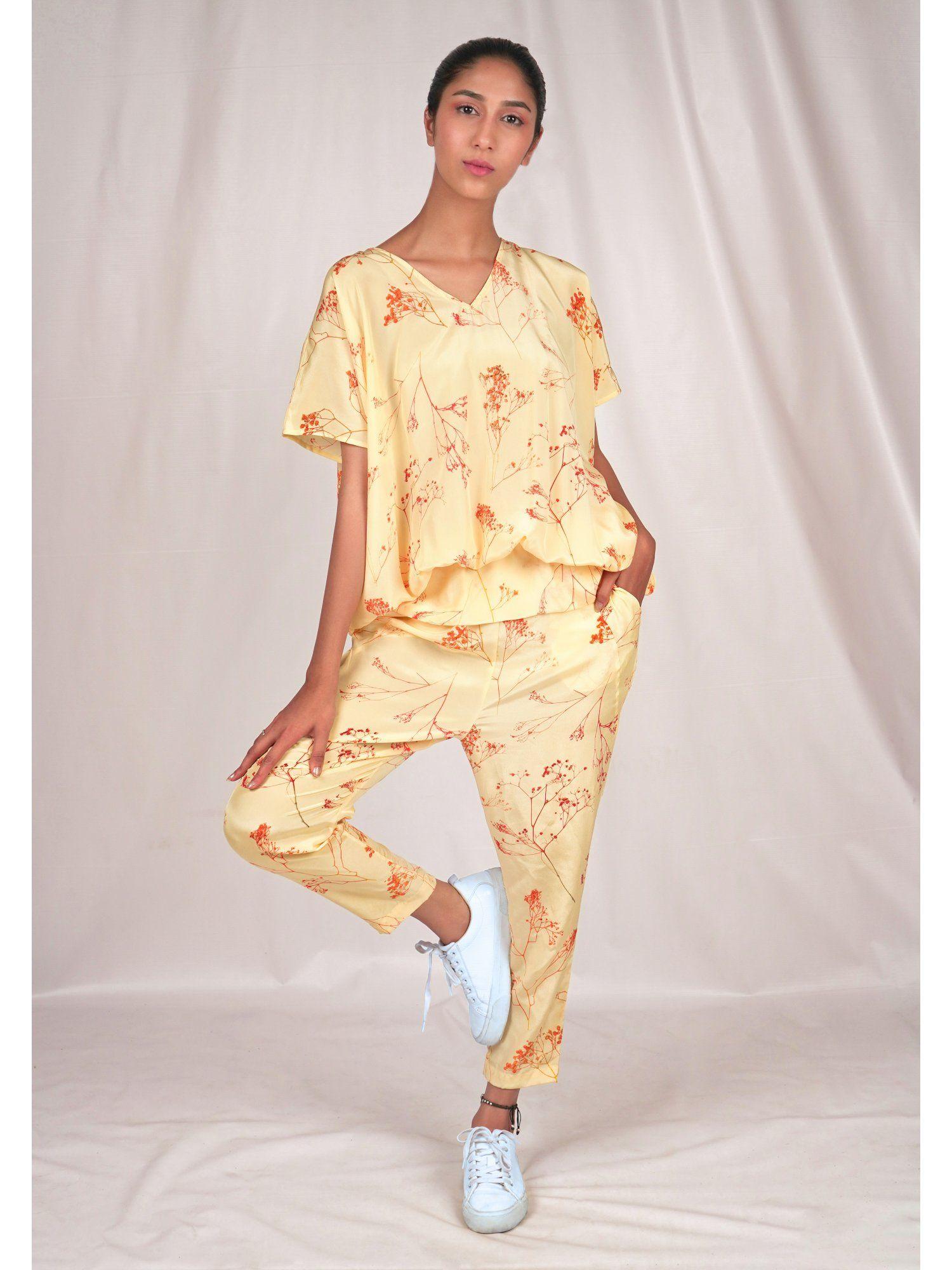 double yellow printed jumpsuit