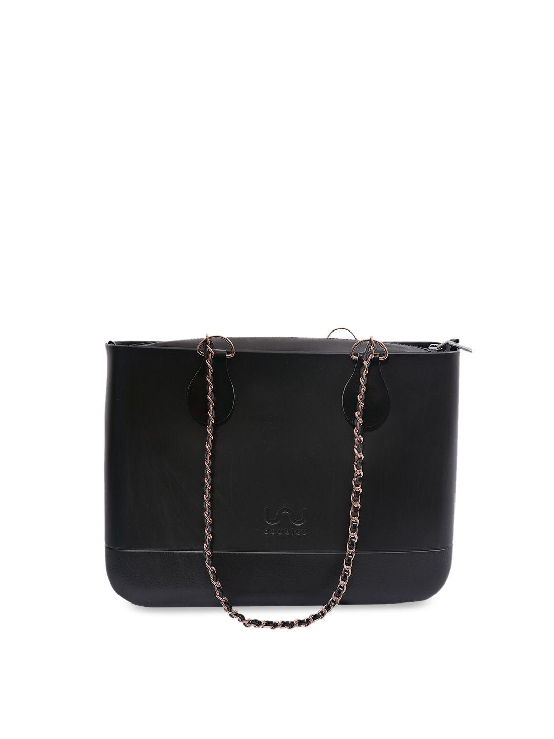 doubleu black solid shoulder bag