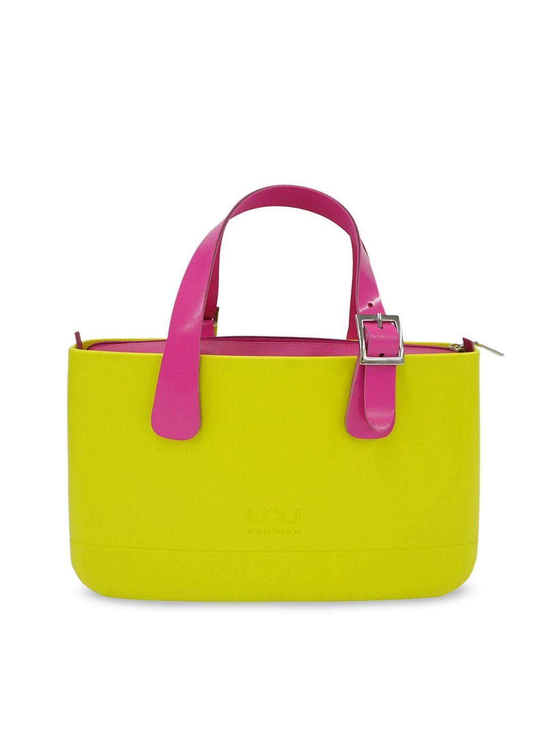 doubleu lime green solid handheld bag