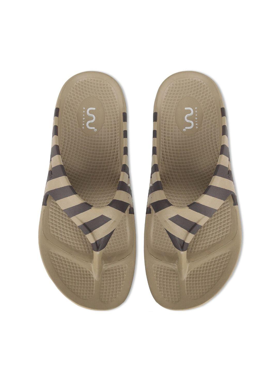 doubleu men beige striped thong flip-flops