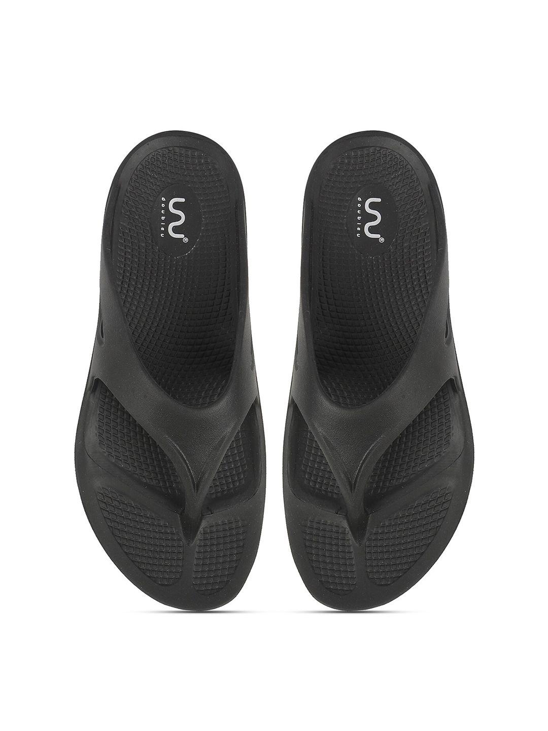 doubleu men black rubber thong flip-flops