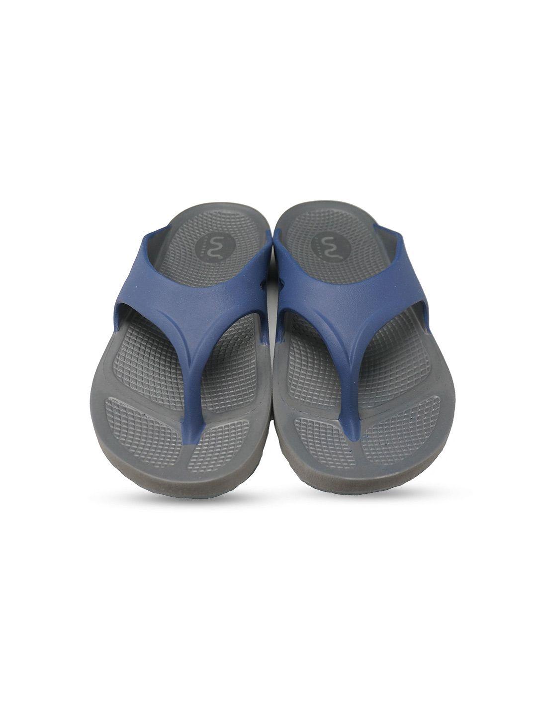 doubleu men grey & navy blue rubber thong flip-flops