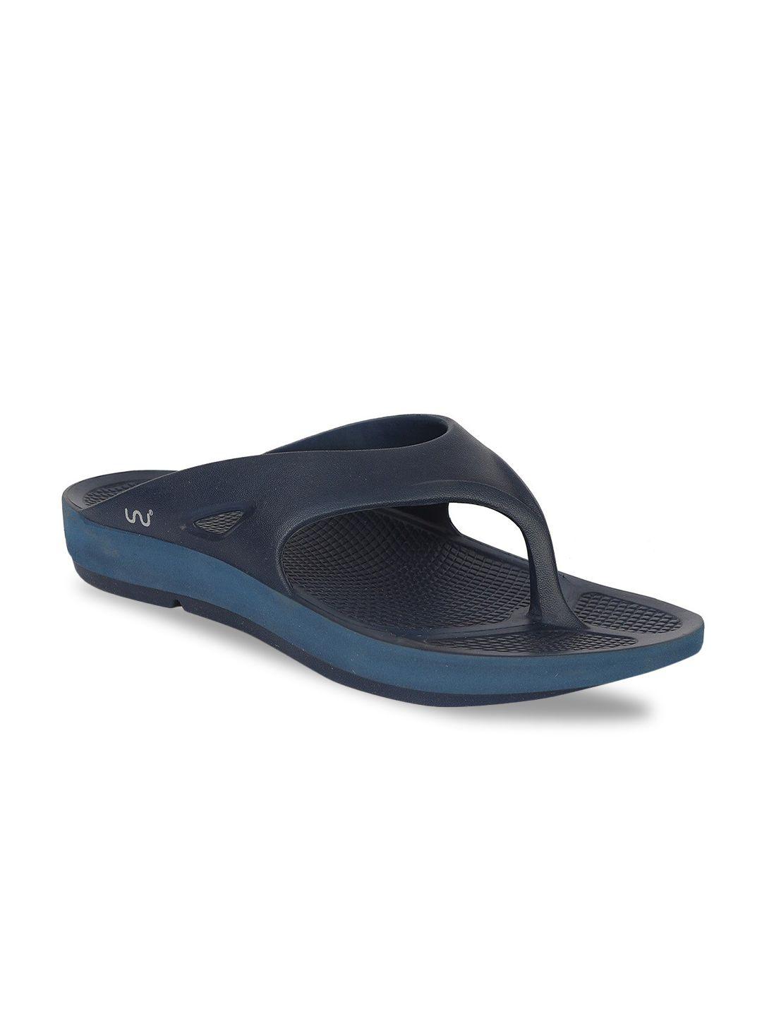 doubleu men navy blue rubber thong flip-flops